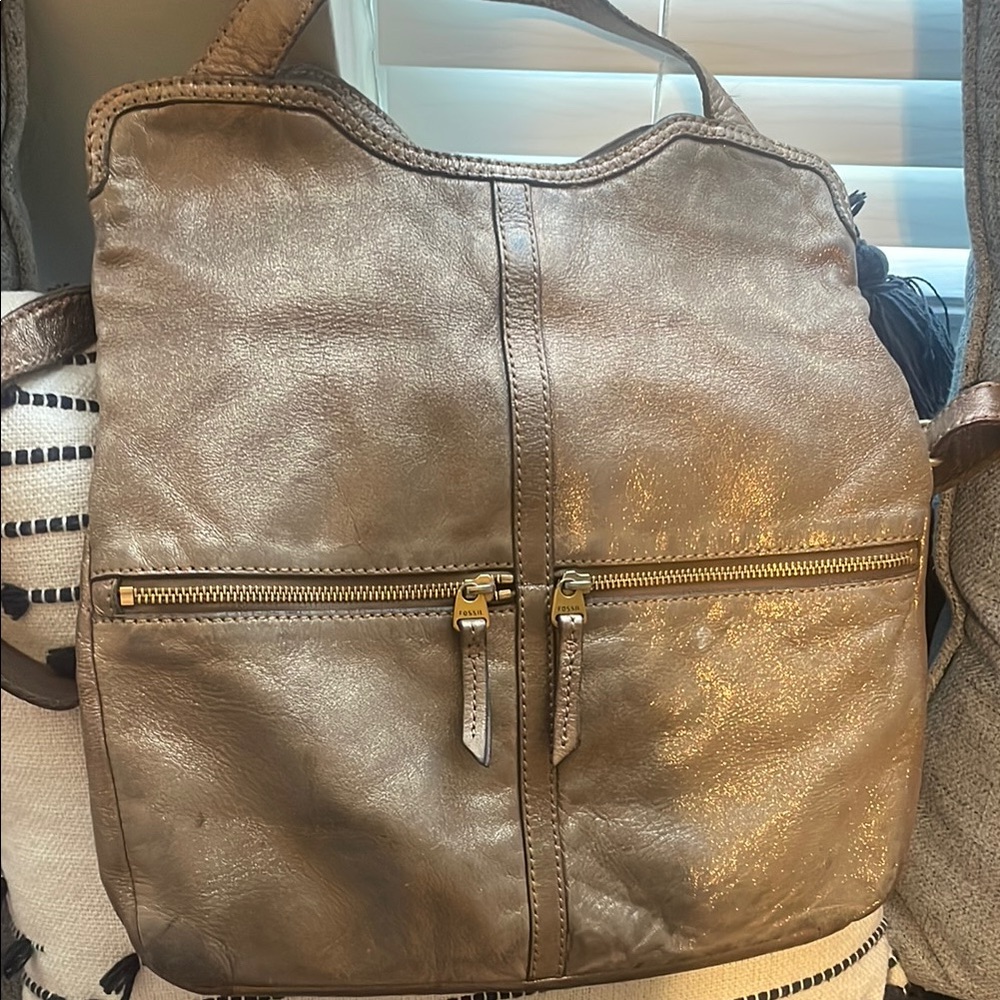 Metallic Leather Backpack - image 1
